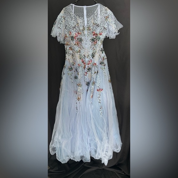 Mac Duggal 20436 NWT Embellished Multi Color Flutter Sleeve A-Line Dress - Picture 5 of 12